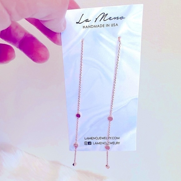 NWT La Meno Beautiful Rose Gold Dangle Earrings NWT - Picture 4 of 13